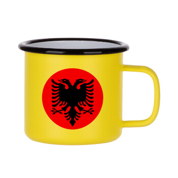 Albanian Flag, Metallic enamel MATT Yellow cup 360ml