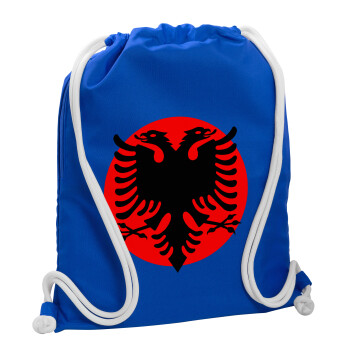 Albanian Flag, Backpack pouch GYMBAG Blue, with pocket (40x48cm) & thick cords