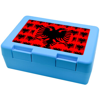 Albanian Flag, Children's cookie container LIGHT BLUE 185x128x65mm (BPA free plastic)