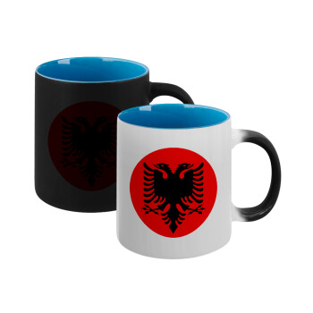 Albanian Flag, Κούπα Μαγική εσωτερικό μπλε, κεραμική 330ml που αλλάζει χρώμα με το ζεστό ρόφημα (1 τεμάχιο)