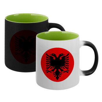 Albanian Flag, Κούπα Μαγική εσωτερικό πράσινο, κεραμική 330ml που αλλάζει χρώμα με το ζεστό ρόφημα