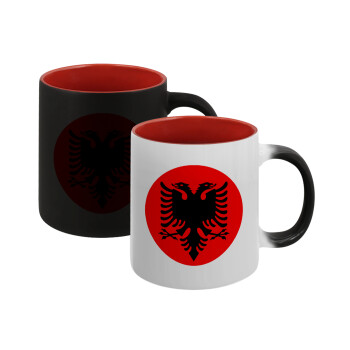 Albanian Flag, Κούπα Μαγική εσωτερικό κόκκινο, κεραμική, 330ml που αλλάζει χρώμα με το ζεστό ρόφημα (1 τεμάχιο)