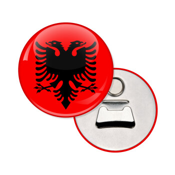 Albanian Flag, Μαγνητάκι και ανοιχτήρι μπύρας στρογγυλό διάστασης 5,9cm