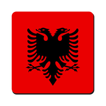 Albanian Flag, Τετράγωνο μαγνητάκι ξύλινο 9x9cm