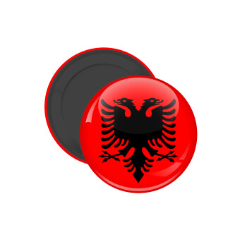 Albanian Flag, Μαγνητάκι ψυγείου στρογγυλό διάστασης 5cm