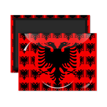 Albanian Flag, Ορθογώνιο μαγνητάκι ψυγείου διάστασης 9x6cm