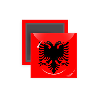 Albanian Flag, Μαγνητάκι ψυγείου τετράγωνο διάστασης 5x5cm