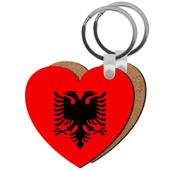 Albanian Flag, Μπρελόκ Ξύλινο καρδιά MDF