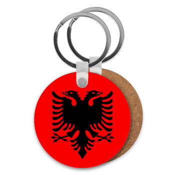 Albanian Flag, Μπρελόκ Ξύλινο στρογγυλό MDF Φ5cm