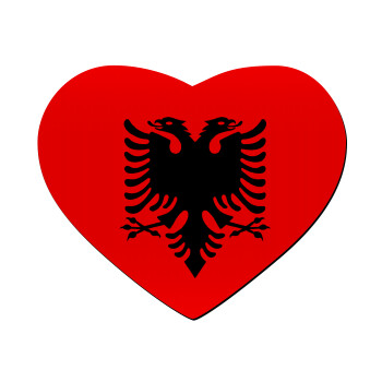 Albanian Flag, Mousepad heart 23x20cm