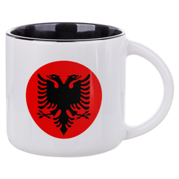 Albanian Flag, Κούπα κεραμική 400ml Λευκή/Μαύρη