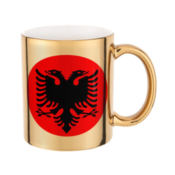 Σημαία Αλβανίας, Κούπα κεραμική, χρυσή καθρέπτης, 330ml