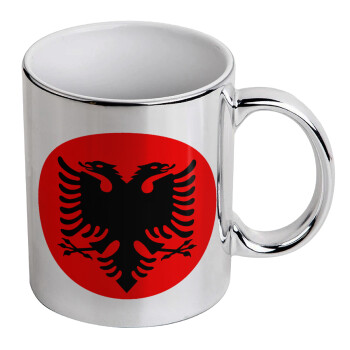 Albanian Flag, Mug ceramic, silver mirror, 330ml