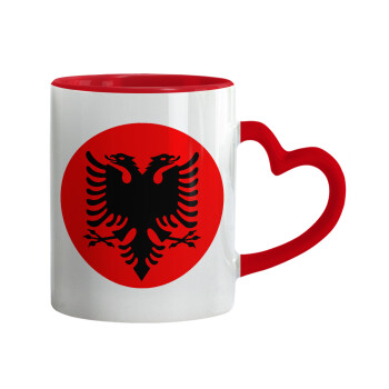 Albanian Flag, Mug heart red handle, ceramic, 330ml