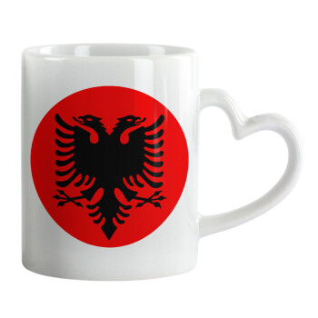 Albanian Flag, Mug heart handle, ceramic, 330ml