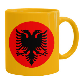 Σημαία Αλβανίας, Κούπα, κεραμική κίτρινη, 330ml (1 τεμάχιο)