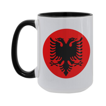 Albanian Flag, Κούπα Mega 15oz, κεραμική Μαύρη, 450ml