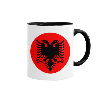 Σημαία Αλβανίας, Κούπα χρωματιστή μαύρη, κεραμική, 330ml
