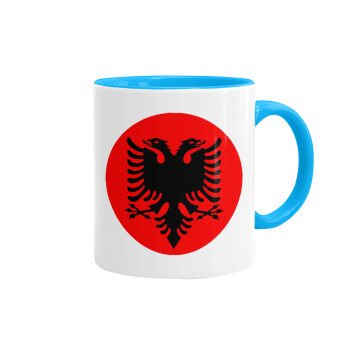 Albanian Flag, Mug colored light blue, ceramic, 330ml