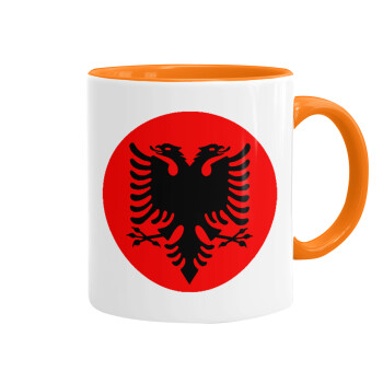 Albanian Flag, Mug colored orange, ceramic, 330ml