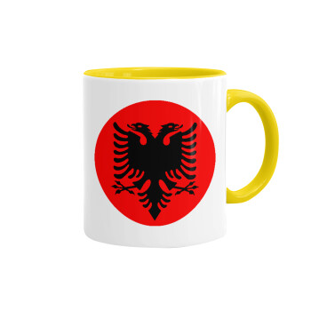 Albanian Flag, Mug colored yellow, ceramic, 330ml