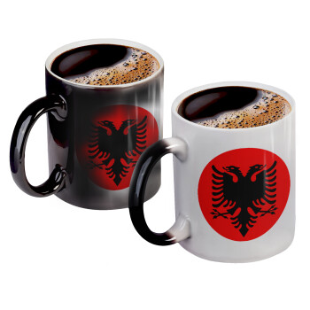 Albanian Flag, Color changing magic Mug, ceramic, 330ml when adding hot liquid inside, the black colour desappears (1 pcs)