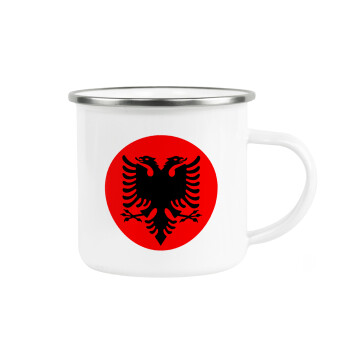 Albanian Flag, Metallic enamel cup white 360ml