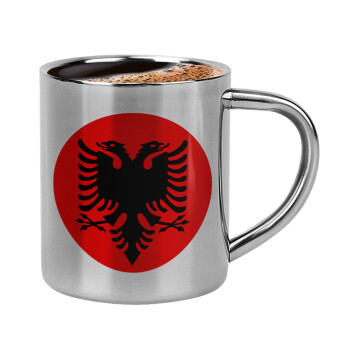 Albanian Flag, Double-wall metal cup for espresso (220ml)