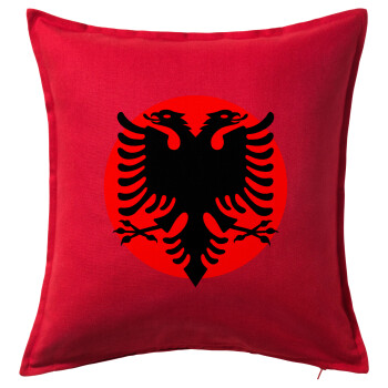 Albanian Flag, Sofa cushion RED 50x50cm includes filling