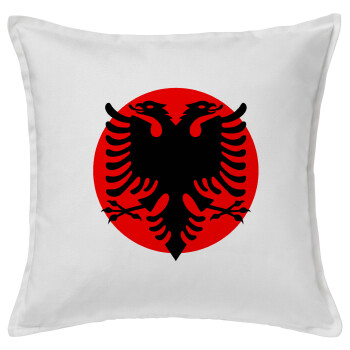 Albanian Flag, Sofa cushion White 50x50cm includes filling