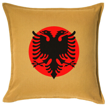 Albanian Flag, Sofa cushion YELLOW 50x50cm includes filling