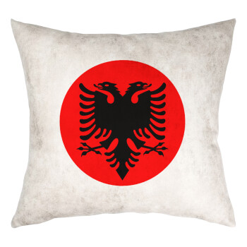 Albanian Flag, Μαξιλάρι καναπέ Δερματίνη Γκρι 40x40cm με γέμισμα