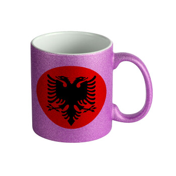 Albanian Flag, Κούπα Μωβ Glitter που γυαλίζει, κεραμική, 330ml