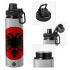 Metallic water bottle with safety cap, 850ml aluminum