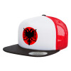 Adult Foam Flat Snapback with Mesh Black-White-Red (POLYESTER, ADULT, UNISEX, ONE SIZE)