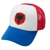 Adult Soft Trucker Hat with Red/Blue/White Mesh (POLYESTER, ADULT, UNISEX, ONE SIZE)