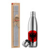 Easter Set, metallic stainless thermos flask (500ml) & scented flat Easter candle (30cm) (GRAY)