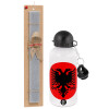 Easter Set, metallic aluminum water bottle (500ml) & aromatic flat Easter candle (30cm) (GRAY)