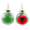 Transparent Christmas tree ball ornament with green filling 8cm