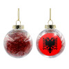 Transparent Christmas tree ball ornament with red filling 8cm