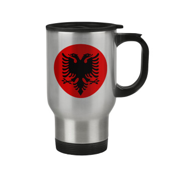 Albanian Flag, Stainless steel travel mug with lid, double wall 450ml