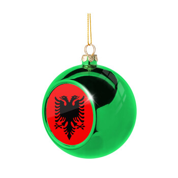 Albanian Flag, Green Christmas tree ornament ball 8cm