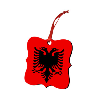 Albanian Flag, Christmas ornament polygon wooden 7.5cm