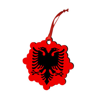 Albanian Flag, Christmas ornament snowflake wooden 7.5cm