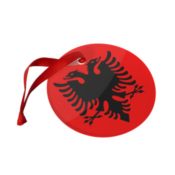 Albanian Flag, Christmas ornament glass 9cm