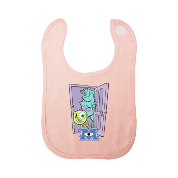 Monster inc, Σαλιάρα με Σκρατς ΡΟΖ 100% Organic Cotton (0-18 months)