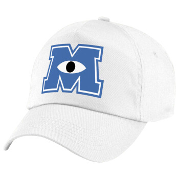 Monster inc, Children's Baseball Cap, 100% Cotton Twill, White (COTTON, CHILDREN'S, UNISEX, ONE SIZE)