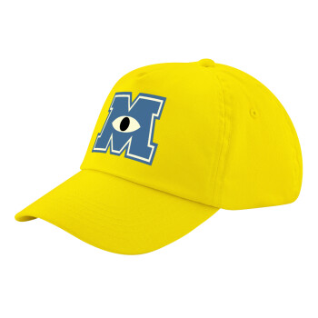 Monster inc, Καπέλο παιδικό Baseball, 100% Βαμβακερό Twill, Κίτρινο (ΒΑΜΒΑΚΕΡΟ, ΠΑΙΔΙΚΟ, UNISEX, ONE SIZE)