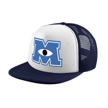 Monster inc, Adult Soft Trucker Hat with Dark Blue/White Mesh (POLYESTER, ADULT, UNISEX, ONE SIZE)