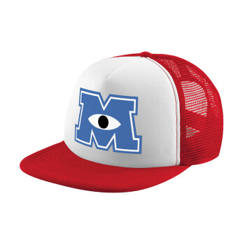 Monster inc, Καπέλο παιδικό Soft Trucker με Δίχτυ ΚΟΚΚΙΝΟ/ΛΕΥΚΟ (POLYESTER, ΠΑΙΔΙΚΟ, ONE SIZE)